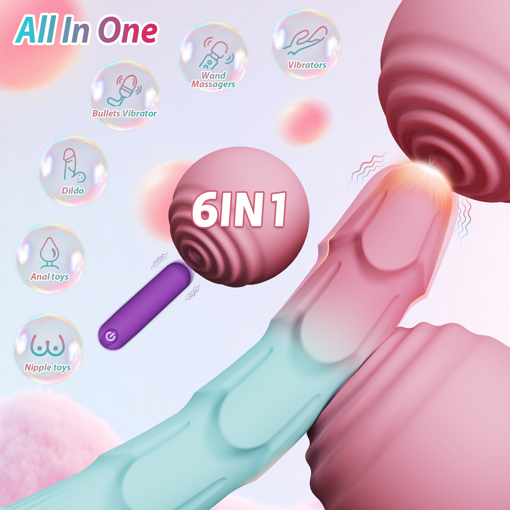 Vibrator wand set with bullet vibrator(ZEROCHU 7Ge)