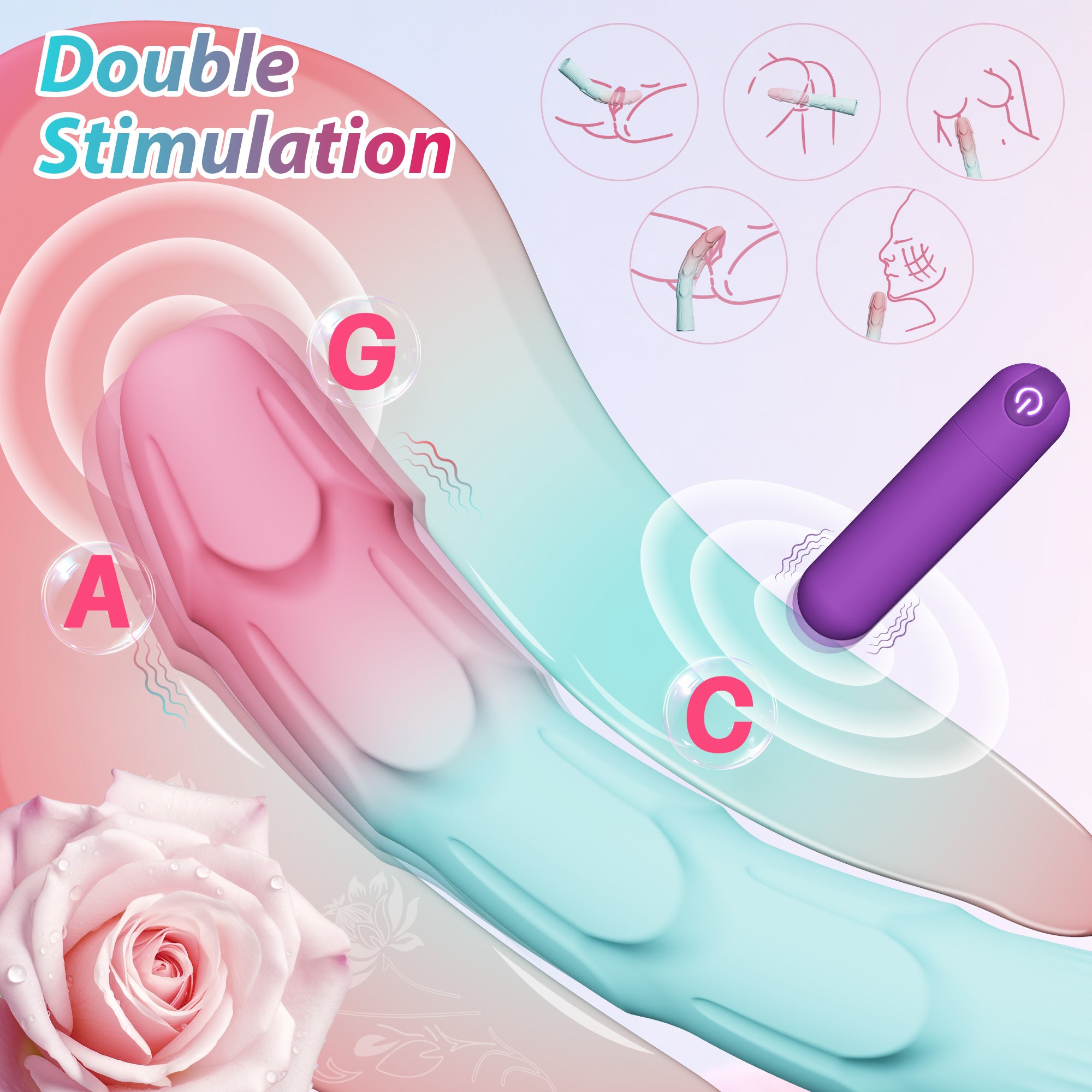 Vibrator wand set with bullet vibrator(ZEROCHU 7Ge)