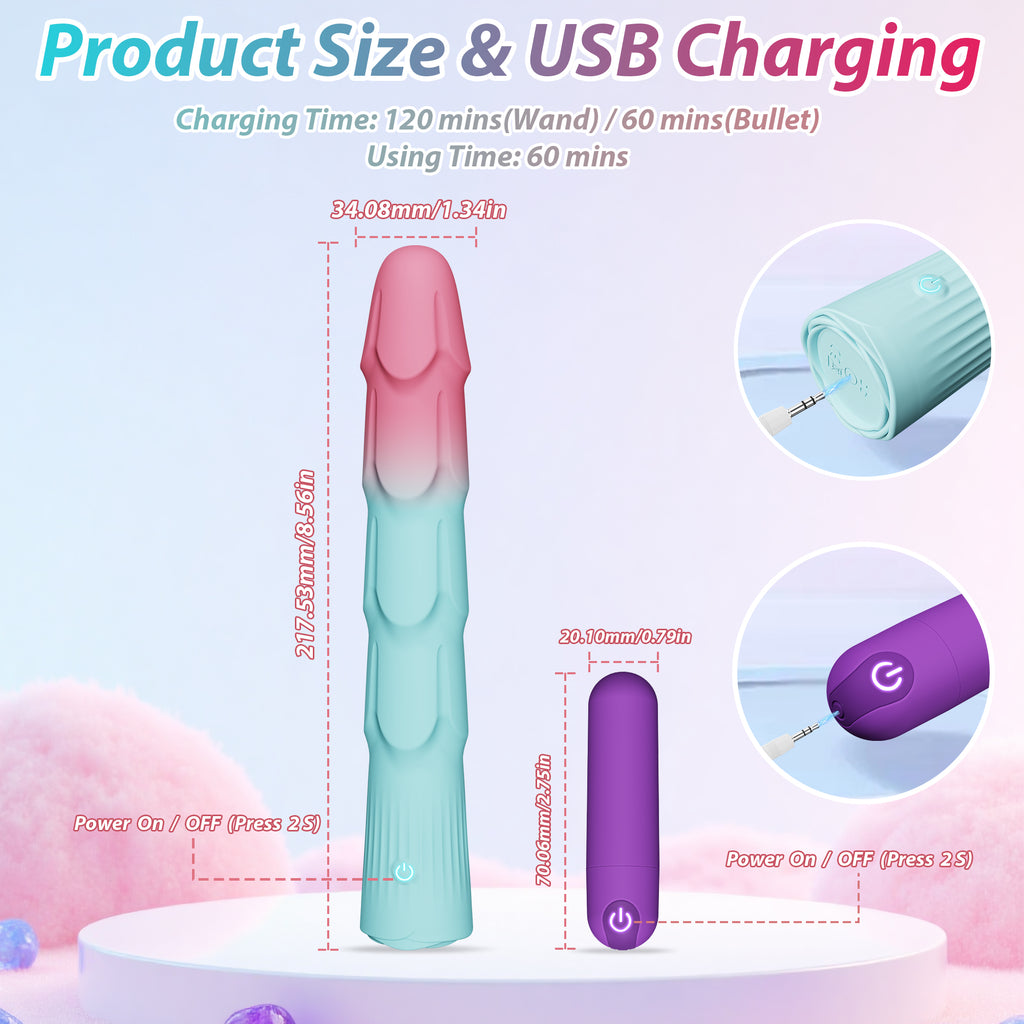 Vibrator wand set with bullet vibrator(ZEROCHU 7Ge)